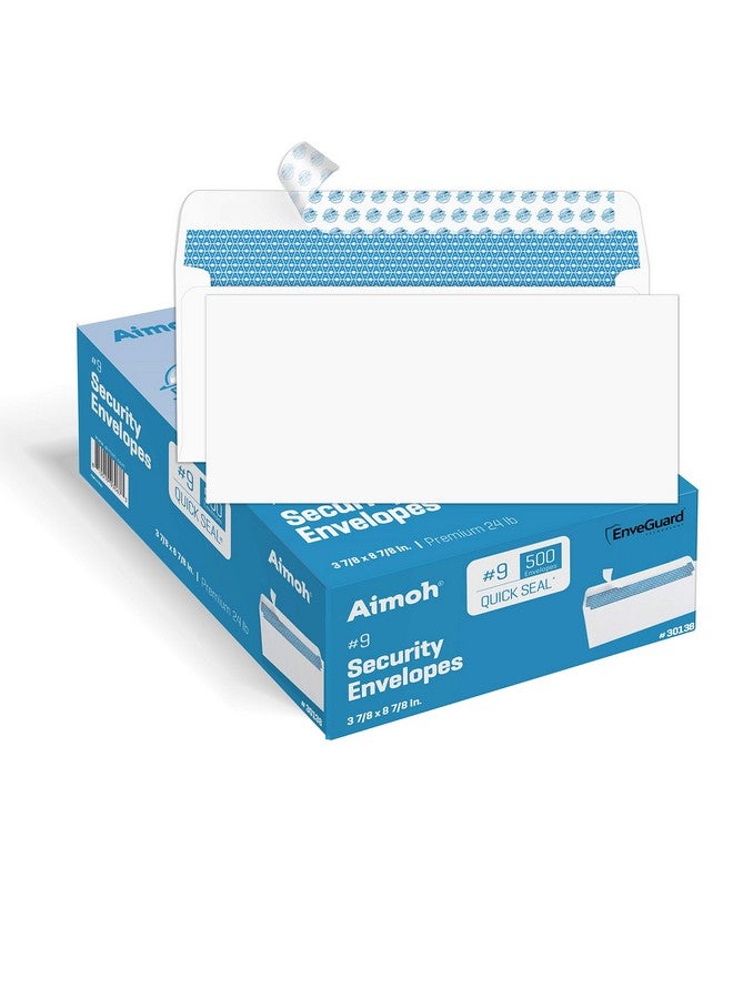 Aimoh 5009 Security Selfseal Envelopes Premium Security Tint Pattern Ultra Strong Quickseal Closure No Window Enveguard Size 37/8 X 87/8 Inches White 24 Lb 500 Count (30138) - Image 1