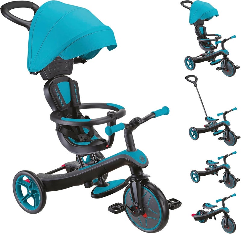 GLOBBER Explorer Trike 4-in-1 Pro - Versatile Tricycle, Balance Bike, and Pushchair in Turquoise - Image 1