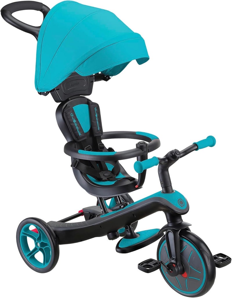 GLOBBER Explorer Trike 4-in-1 Pro - Versatile Tricycle, Balance Bike, and Pushchair in Turquoise - Image 2