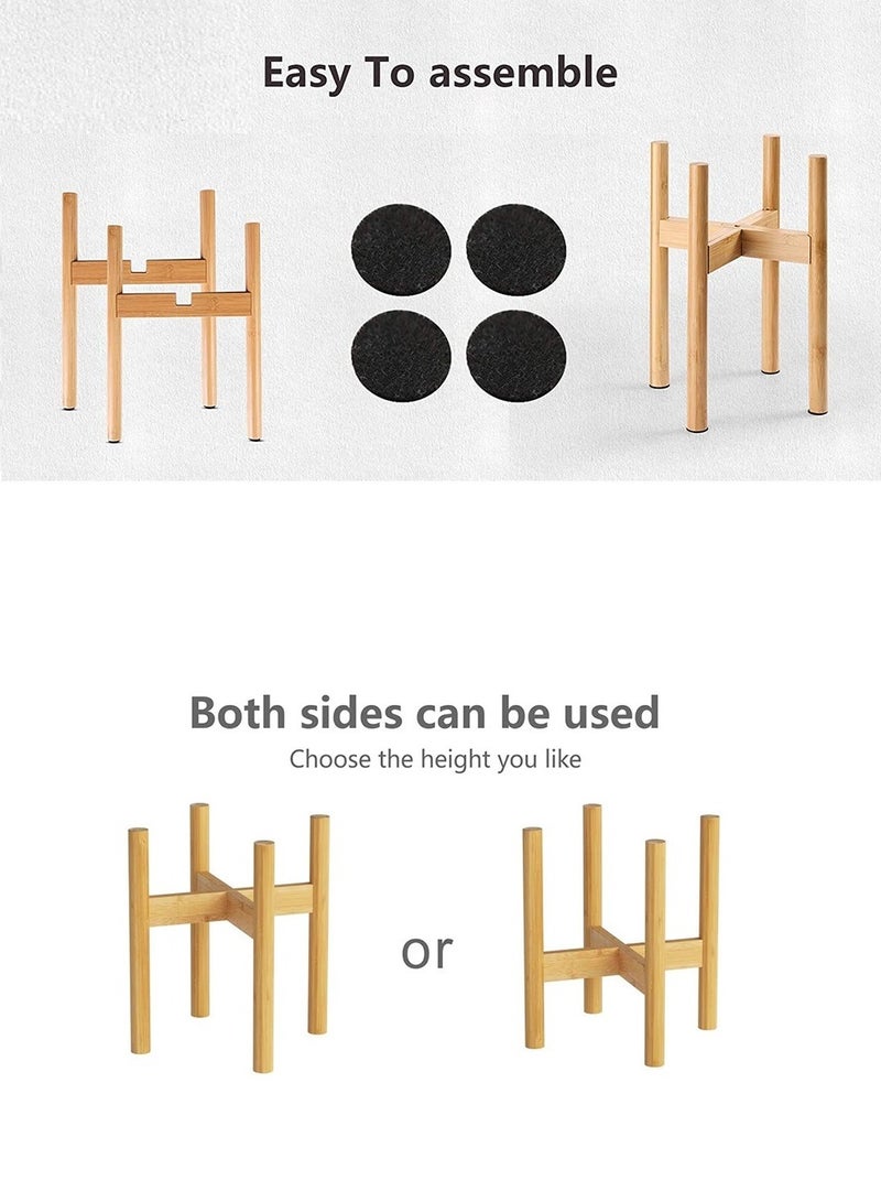 إناء كبير من السيراميك و بتصميم عصري مع حامل خشبي من الخيزران ( المنتج لايشمل النبات ) - Image 4