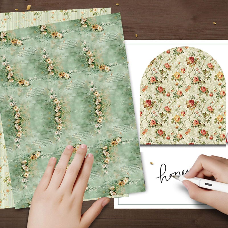 Colabrili 12x12 Scrapbook Paper, 24 Sheets/24 Designs Vintage Green Scrapbook Paper Set, Double-Sided Garden Pattern Floral Decorative Craft Paper For DIY Card Making Photo Album Journal Decor - Image 5
