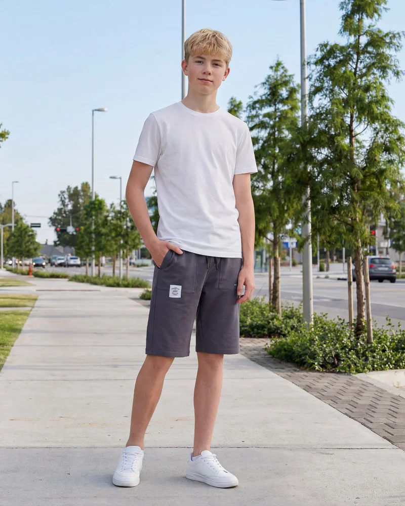 Redtag Senior Boys Grey Cord Active Shorts