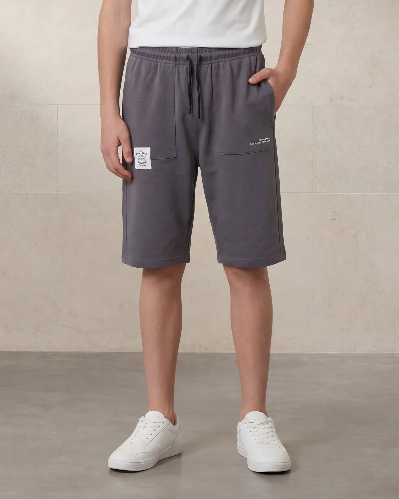 Redtag Senior Boys Grey Cord Active Shorts