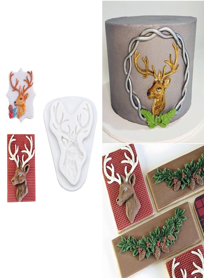 hobbyme Christmas Printed Elk Silicone Moulds,Silicone Cake Decoration Moulds,Fondant Moulds,Elk Baking,Cookie Baking,Grey,4.52 * 3.54 Inch - Image 2