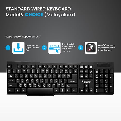 ProDot ProSeries Malayalam Standard Wired Keyboard with Rupees Symbol I Made in India | Ergonomic, Spill Resistant Design | 104 Keys | 10M Key Life | 1 Year Warranty | Works with Windows, iOS, Linux - Image 4