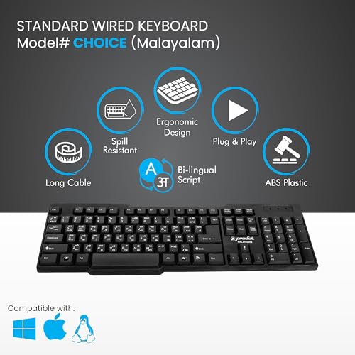ProDot ProSeries Malayalam Standard Wired Keyboard with Rupees Symbol I Made in India | Ergonomic, Spill Resistant Design | 104 Keys | 10M Key Life | 1 Year Warranty | Works with Windows, iOS, Linux - Image 2