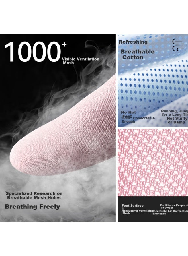 Hla [10A Antibacterial] Women'S Socks, New Short Cotton Mesh Deodorizing Sports Casual Boat Socks, 5 Pairs - Image 2