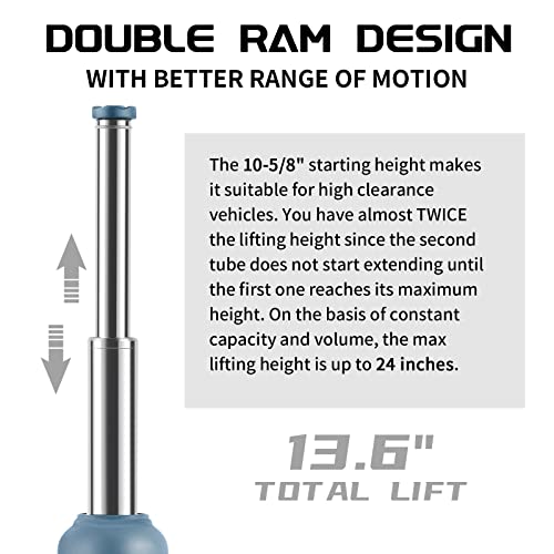 BAOSHISHAN Double Ram Bottle Jack Hydraulic Welded Jack Truck Jack 4 Ton (High Lift) - Image 3