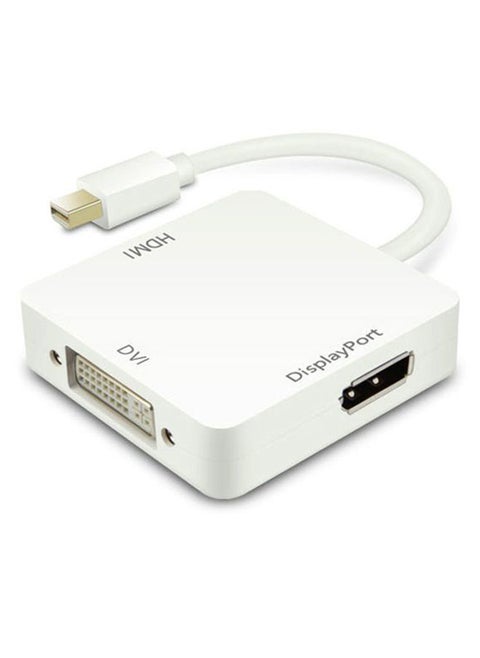 3-in-1 Mini Display Port To HDMI DVI Adapter For Monitor/Projector White