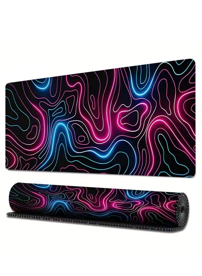 لوحة ماوس، لوحة ماوس ألعاب، لوحة ماوس، لوحة سطح مكتب كبيرة، قاعدة مطاطية غير قابلة للانزلاق، لوحة مفاتيح ولوحة ماوس بحواف مخيطة مناسبة لألعاب المكتب (800*300*3 مم)