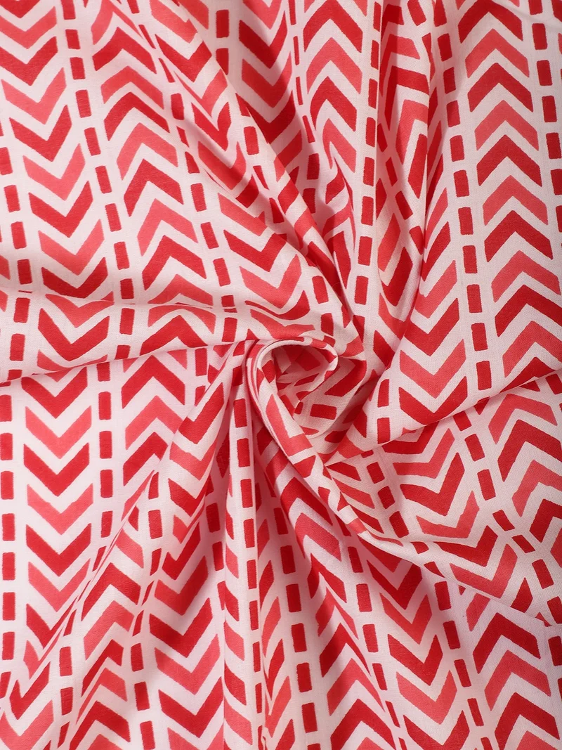 أيه كيه إس Red Chevron Zigzag Pattern Fabric