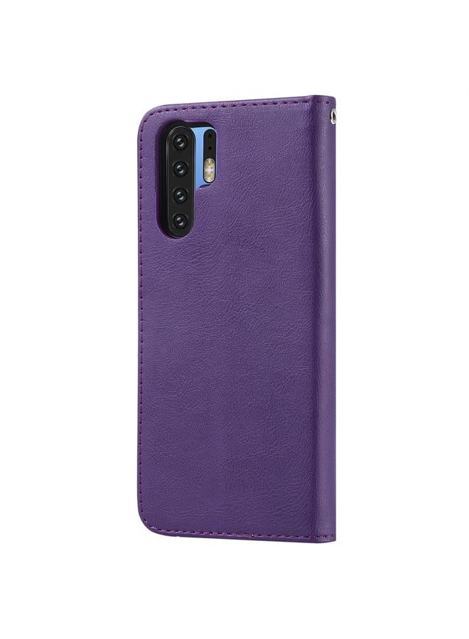 اس-توب جراب لهاتف Huawei P30 Pro، جراب واقٍ أفقي قابل للطي بلون سادة مع حامل وفتحات للبطاقات ومحفظة وإطار صورة وحبل تعليق - Image 3