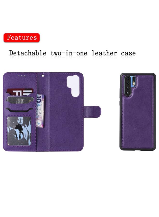 اس-توب جراب لهاتف Huawei P30 Pro، جراب واقٍ أفقي قابل للطي بلون سادة مع حامل وفتحات للبطاقات ومحفظة وإطار صورة وحبل تعليق - Image 4