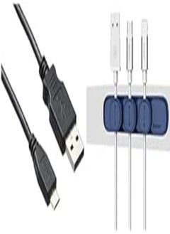 keendex Cable Essentials Bundle (Keendex 1960 micro charging cable - black + Baseus peas cable clip blue) 
