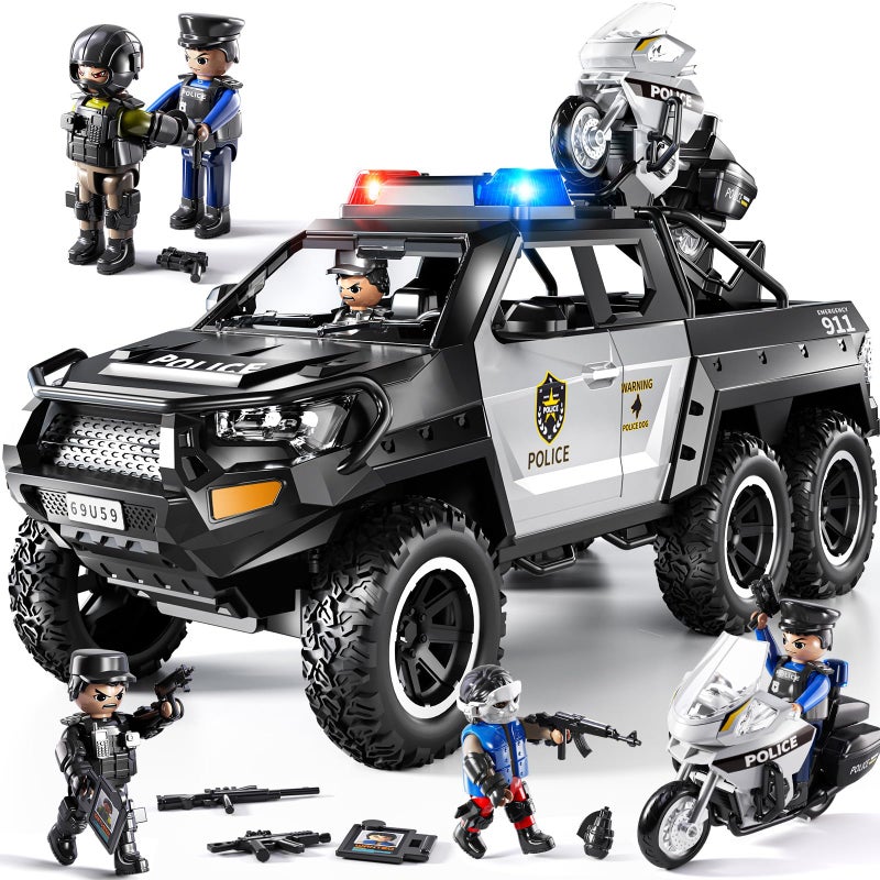 MSKOLER Police Car Toys for Boys 3-5, Play Vehicles for Boys Girls Ages 3-12 with Light and Sound, Role Playing Police Truck Toys, Toddler Truck Gifts for Kids Ages 4-8 - Image 1