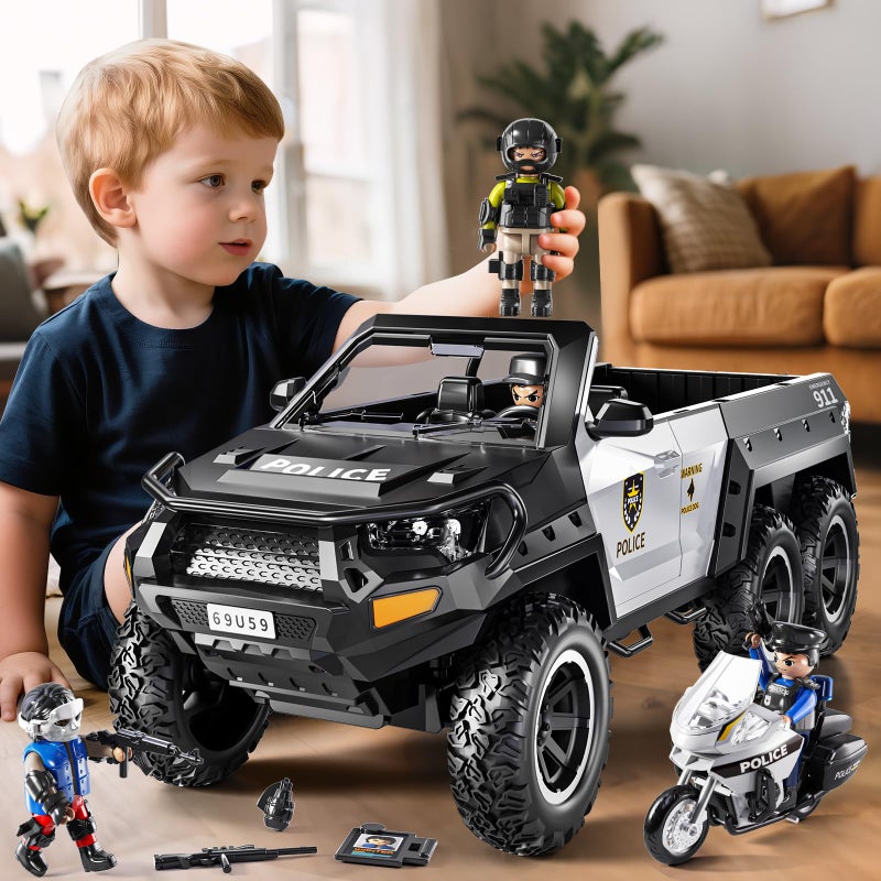 MSKOLER Police Car Toys for Boys 3-5, Play Vehicles for Boys Girls Ages 3-12 with Light and Sound, Role Playing Police Truck Toys, Toddler Truck Gifts for Kids Ages 4-8 - Image 2