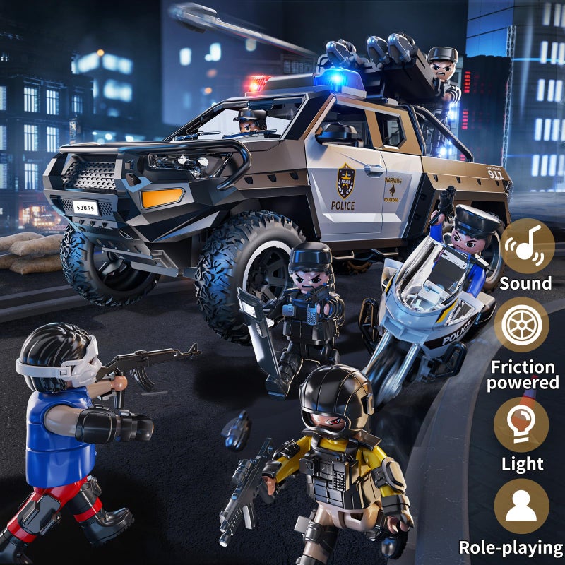 MSKOLER Police Car Toys for Boys 3-5, Play Vehicles for Boys Girls Ages 3-12 with Light and Sound, Role Playing Police Truck Toys, Toddler Truck Gifts for Kids Ages 4-8 - Image 3
