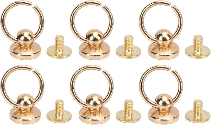 [Local ready stock fast ship] Qiilu Versatile DIY Accessory - 50 Sets Screwback Round Head Rivets with Pull Ring 9.5mm Zinc Alloy Ring Rivets and 7.5mm Iron Screws for Phone Case, Belts and More (Gold) Year round in stock Flexible anti-break Suitable for all ages Global flexible assemble picks Climate adapted upgraded quality Meet daily life needs Big & small space compatible Elegant design Wide range usage design Long term daily option Cost effective upgraded craftsmanship Multi-category warehouse equip Pop-area nearby warehouse Extra part combo compatible Lightweight & portable Gulf climate fit Matte anti slip finish Defect-free product Dust tight seal Moisture wear upgraded quality Water rust proof Ship within Saudi Arabia Condition adaptive build Budget friendly trendy design - Image 1
