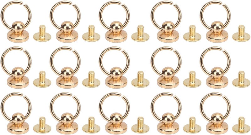 [Local ready stock fast ship] Qiilu Versatile DIY Accessory - 50 Sets Screwback Round Head Rivets with Pull Ring 9.5mm Zinc Alloy Ring Rivets and 7.5mm Iron Screws for Phone Case, Belts and More (Gold) Year round in stock Flexible anti-break Suitable for all ages Global flexible assemble picks Climate adapted upgraded quality Meet daily life needs Big & small space compatible Elegant design Wide range usage design Long term daily option Cost effective upgraded craftsmanship Multi-category warehouse equip Pop-area nearby warehouse Extra part combo compatible Lightweight & portable Gulf climate fit Matte anti slip finish Defect-free product Dust tight seal Moisture wear upgraded quality Water rust proof Ship within Saudi Arabia Condition adaptive build Budget friendly trendy design - Image 2