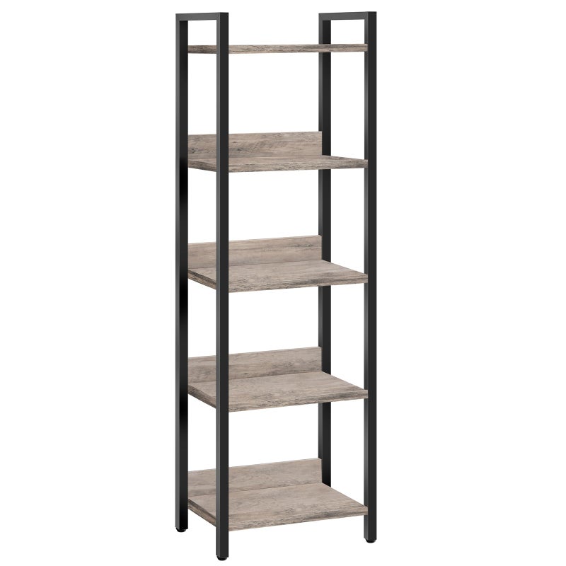 MAHANCRIS 5-Tier Bookshelf, Bookcase, Shelves Organizer for Small Spaces, Storage Shelf Organizer, for Living Room, Bedroom, Study, Balcony, Greige and Black BKHG5501 - Image 1