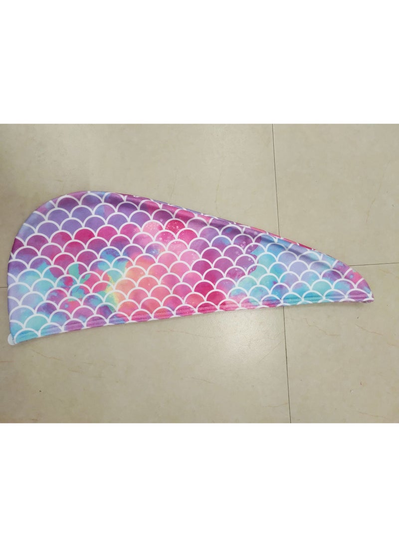 Generic Mermaid Scale Print Microfiber Hair Drying Cap Yellow 