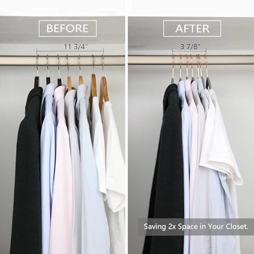 ARLICORPING Velvet Non-Slip Hangers - Premium Suit Hangers, Ultra Thin, Space Saving, 360 Degree Swivel Hook, Grey Velvet (40) - Image 4