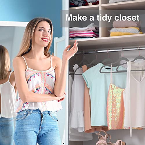 ARLICORPING Velvet Non-Slip Hangers - Premium Suit Hangers, Ultra Thin, Space Saving, 360 Degree Swivel Hook, Grey Velvet (40) - Image 5
