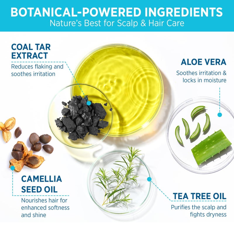 Roycederm Coal Tar Antidandruff Shampoo & Conditioner Set: 2% Coal Tar Extract Scalp Relief Shampoo for Psoriasis, Dandruff & Seborrheic Dermatitis - Soothes Itchy Scalp, Hydrates Hair - Image 3