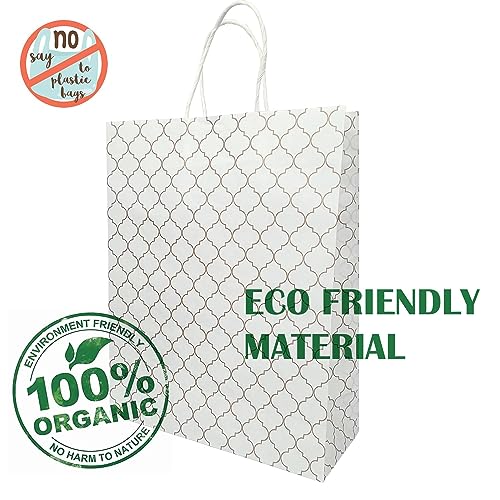 Aakriti Craft Paper Bags, Carry Bag For Wedding Party Craft Retail Packaging, Recycled Twist Handles Colorful White Small Gift Bags Shopping Bags (30 PCS) - Image 5