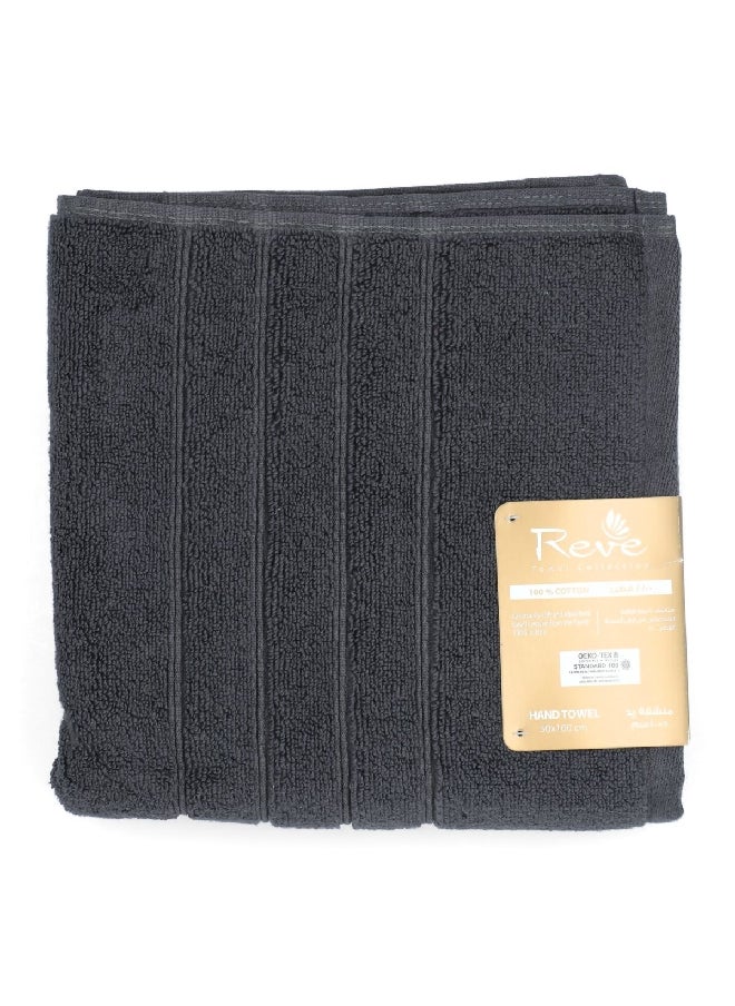 REVE Borabora Luxurious Cotton Absorbent Hand Towel Dark Grey 50 x 100 cm  - Image 4