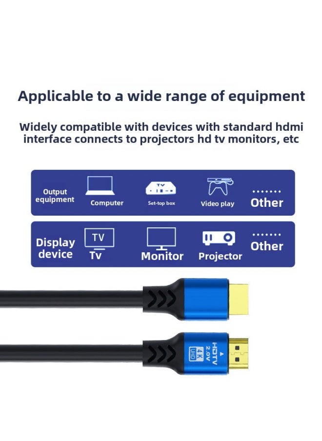 ماركة غير محددة كابل HDMI لخط فيديو HDTV 4K 60 هرتز للكمبيوتر إلى صندوق التلفزيون، اتصال جهاز العرض، مادة سبيكة عالية الوضوح مطلية بالذهب - اللون: غلاف ألومنيوم أزرق، لون الخط 4K Hd، طول الخط المحاصر: 25 متر مع مكبر للصوت  - Image 5