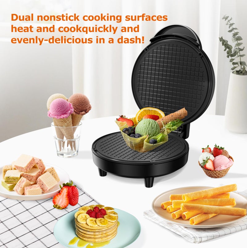 KEINVE Waffle Cone Maker, 750W Thin Waffle Maker (Ice Cream Cone) with Shaper Roller, 7.08" Nonstick Plate - Image 2