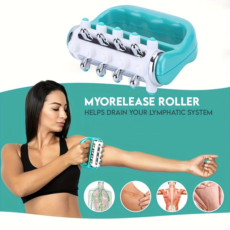 Wooden Lymphatic Drainage Massager Handheld Body Roller Manual Fascial Release Tool - Ergonomic Cellulite Massage Roller for Legs Arms Back Spa Therapy Body Roller for Home Self-Care