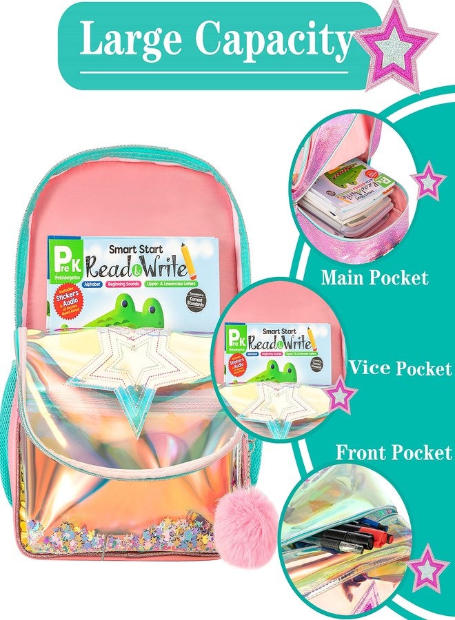 Meetbelify Backpack for gilrs 16'' backpacks for elementary preschool students sequin school cute backpack with lunch box for girls ?, pink star bag - Image 3