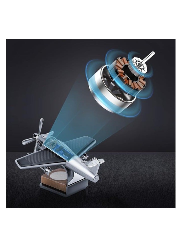 Loquat Black  Aircraft Shaped Solar Powered Rotating Fan Car Air Freshener Car Dashboard Accessory For Car Interior Decoration For All Cars (BLACK) - Image 3