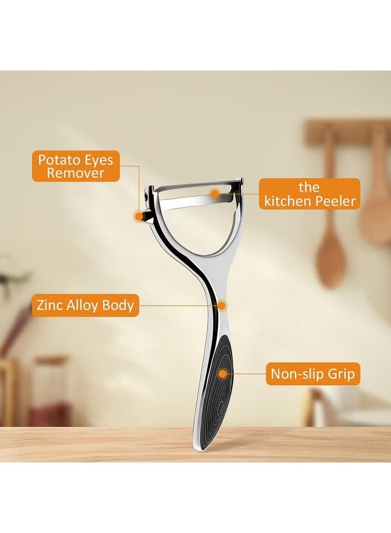 سوفام مقشر فضي، مقشر خضروات للمطبخ، مقشر البطاطس للفواكه شفرة مستقيمة، متينة غير مزلقة، شكل Y - Image 3