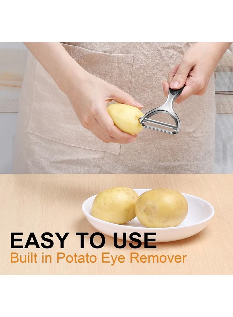 سوفام مقشر فضي، مقشر خضروات للمطبخ، مقشر البطاطس للفواكه شفرة مستقيمة، متينة غير مزلقة، شكل Y - Image 2