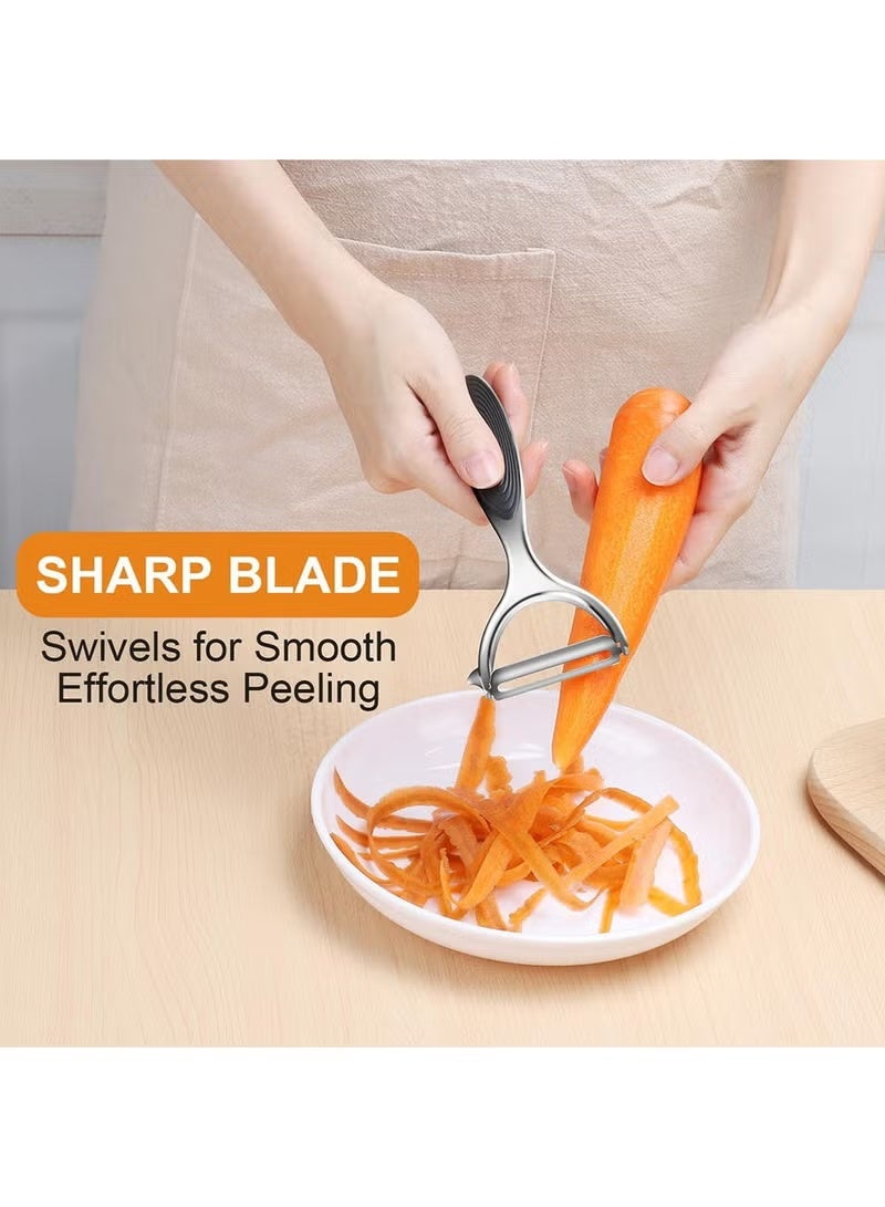 سوفام مقشر فضي، مقشر خضروات للمطبخ، مقشر البطاطس للفواكه شفرة مستقيمة، متينة غير مزلقة، شكل Y - Image 5