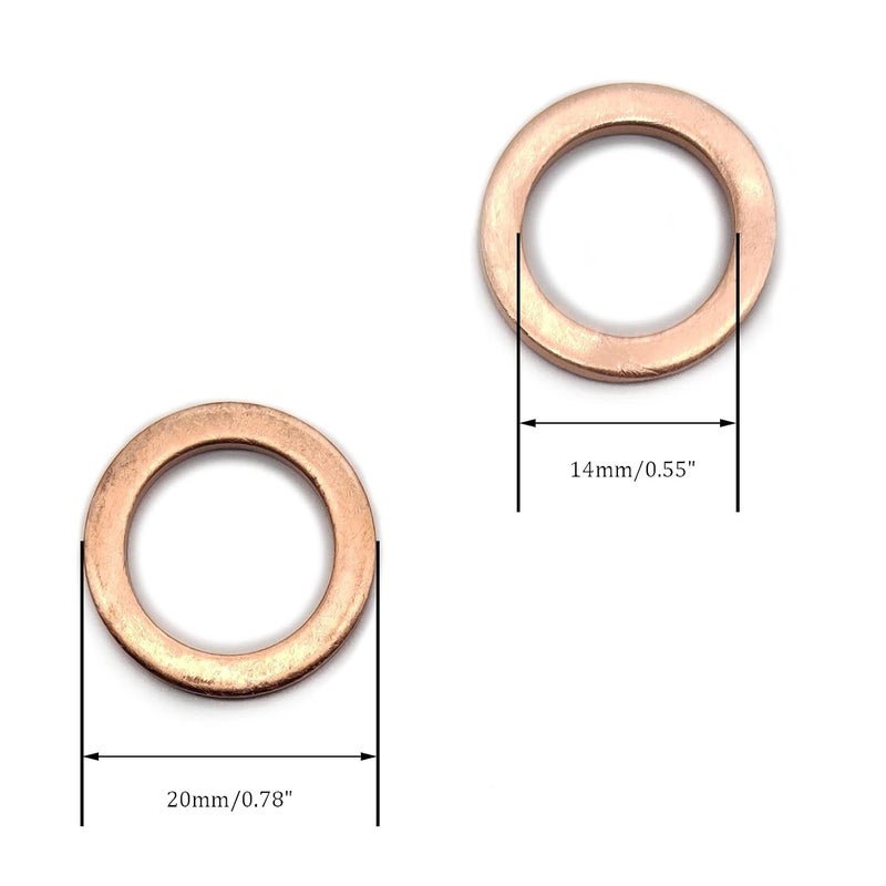 NACX M14 Flat Washer Copper Sealing Ring, 14mm ID 20mm OD 1.5mm Thickness Metric Sealing Gasket, 40 Pieces - Image 2