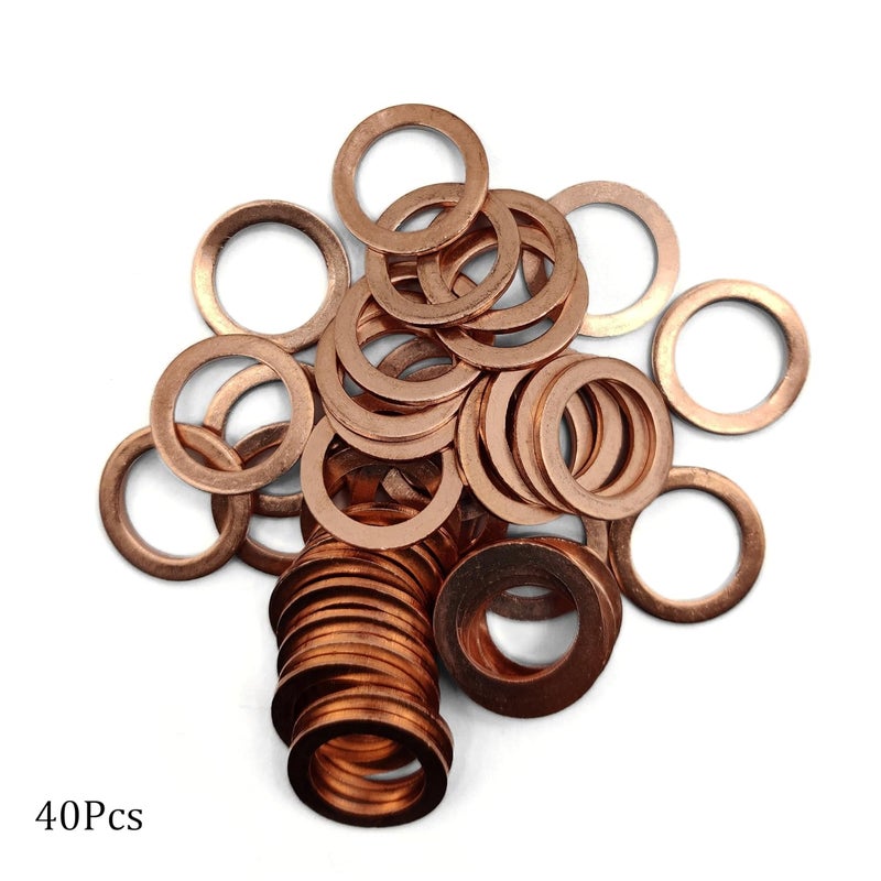 NACX M14 Flat Washer Copper Sealing Ring, 14mm ID 20mm OD 1.5mm Thickness Metric Sealing Gasket, 40 Pieces - Image 3