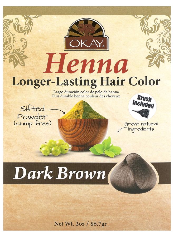 حناء لون شعر طويل الأمد بني داكن 2 أونصة (56.7 جرام)