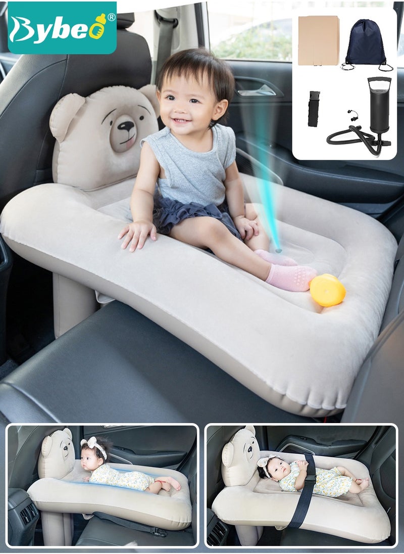 Bybeo Inflatable Toddler Travel Bed, Kids Travel Airplane Bed, Portable Toddler Travel Car Seat Crib with Seat Belt, Kids Blow Up Mattress for Car Seat with Hand Pump & Storage Bag, Toddler Travel Essential  - Image 1