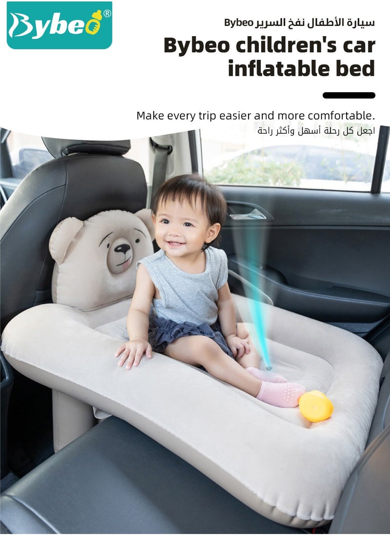 Bybeo Inflatable Toddler Travel Bed, Kids Travel Airplane Bed, Portable Toddler Travel Car Seat Crib with Seat Belt, Kids Blow Up Mattress for Car Seat with Hand Pump & Storage Bag, Toddler Travel Essential  - Image 2