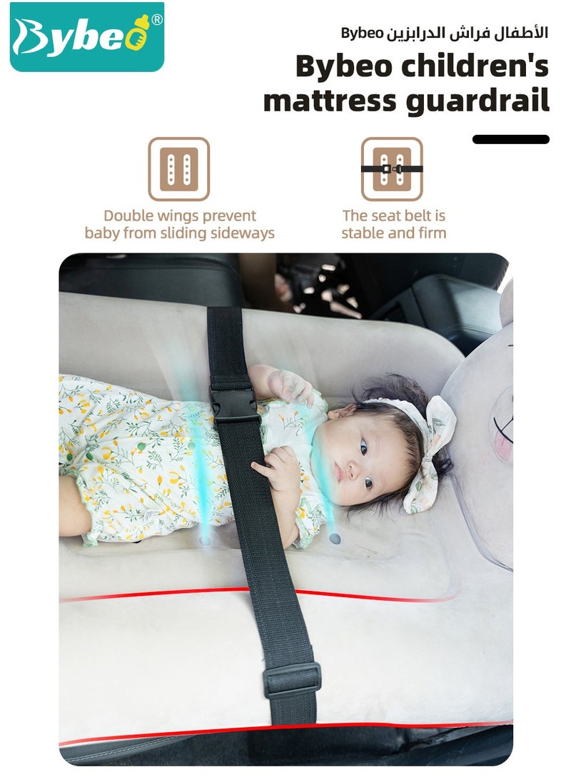 Bybeo Inflatable Toddler Travel Bed, Kids Travel Airplane Bed, Portable Toddler Travel Car Seat Crib with Seat Belt, Kids Blow Up Mattress for Car Seat with Hand Pump & Storage Bag, Toddler Travel Essential  - Image 5
