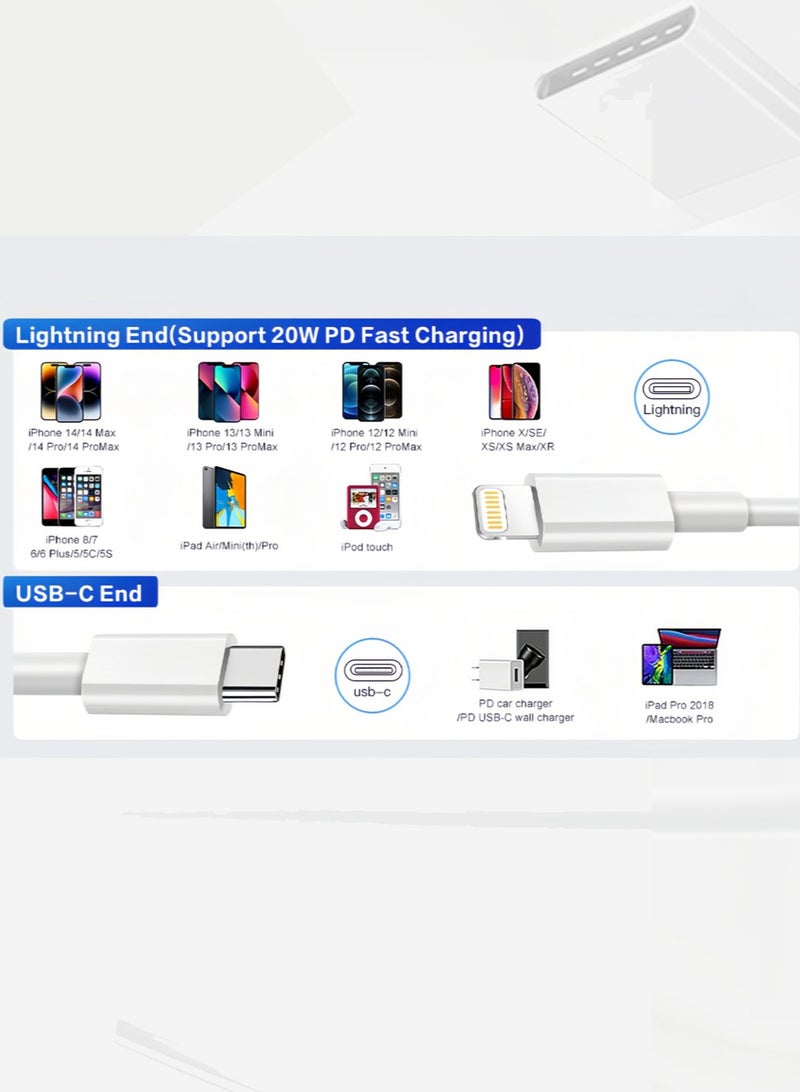 iPhone Charger Cable 1M【MFi Certified】 USB C to Lightning Cable Fast Charging Power Delivery PD 20W iPhone Cable for iPhone 14/14 Pro/14 Plus/14 Pro Max, iPad Pro, iPhone 8-13 All Series - Image 3