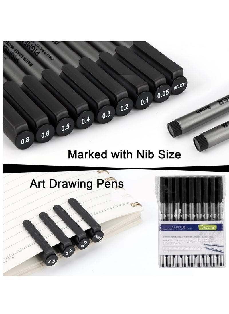 Excefore Fineliner Pens, Waterproof Micro Pens, Black Fine Liner Ink Pens, Brush Pens for Art Sketching, Technical Drawing, Illustration, Office Documents and Bullet Journal 9 Pcs  - Image 4