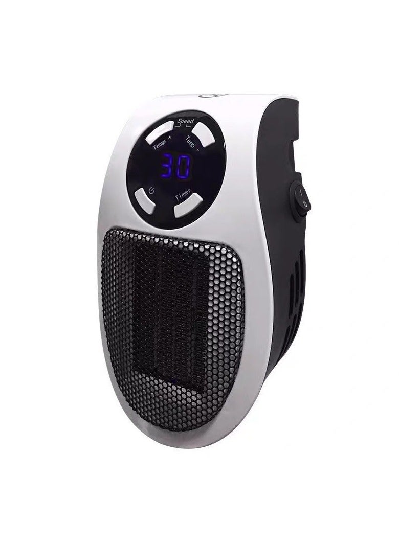 Portable Mini Electric Heater with Fan, 500W Smart Wall Socket with Adjustable Thermostat, Timer & LED Display, Small Wall Heater - Image 1