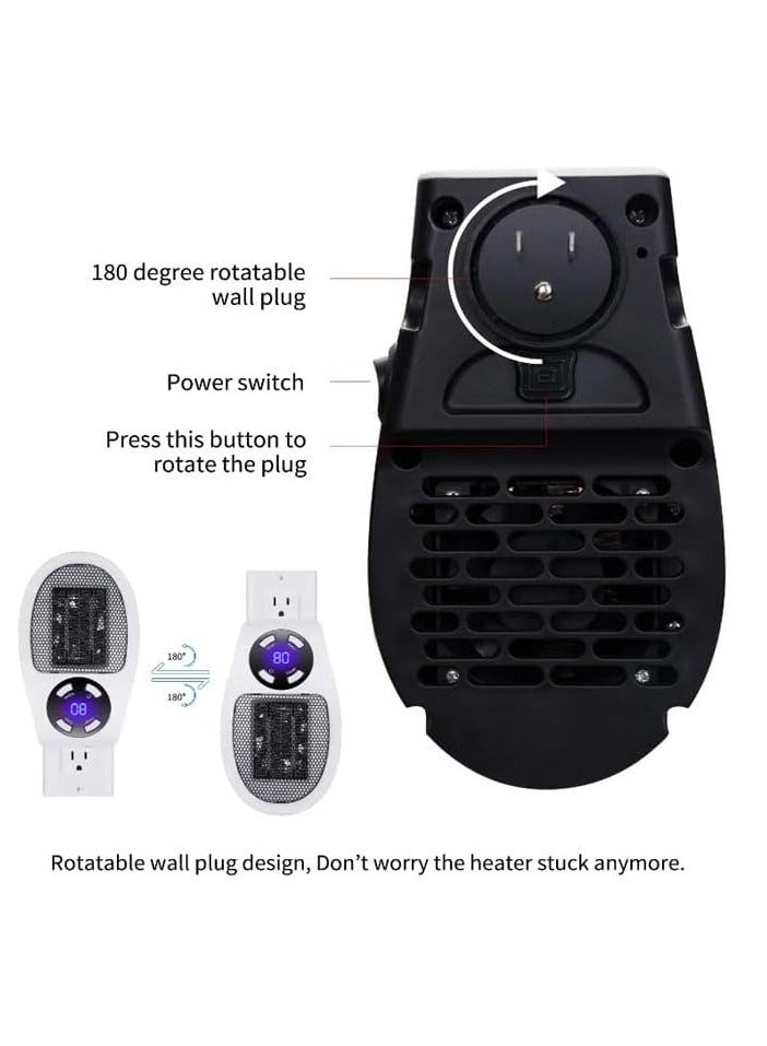 Portable Mini Electric Heater with Fan, 500W Smart Wall Socket with Adjustable Thermostat, Timer & LED Display, Small Wall Heater - Image 4
