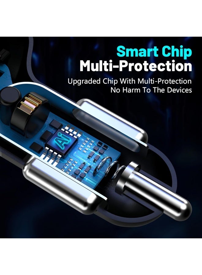 Car Charger Adapter, 4-Port Cigarette Lighter USB Charger Adapter with Voltmeter PD 3.0 & QC 3.0 Car USB Charger Multi Port Accessories Fast Charging for iPhone, Samsung, iPad & Phone Tablets - Image 4