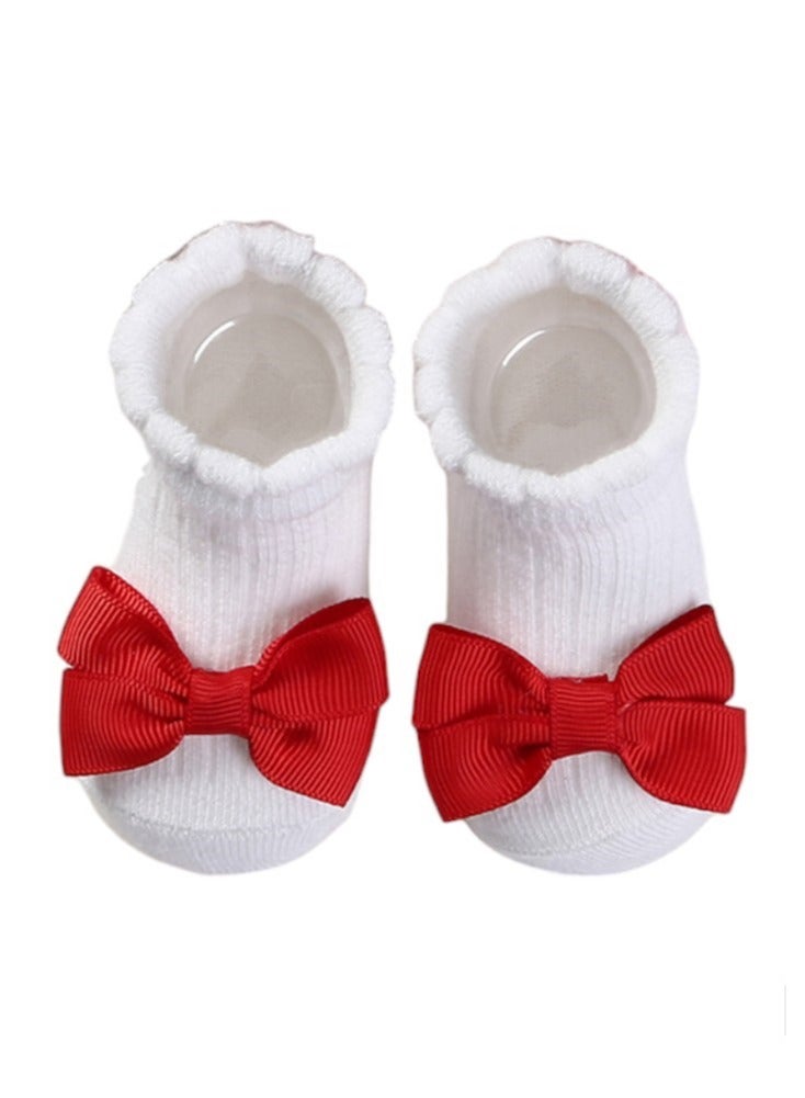 Bambimici Aaliyah Socks & Cute Ribbon Big Bow Headband Set Red - Image 2